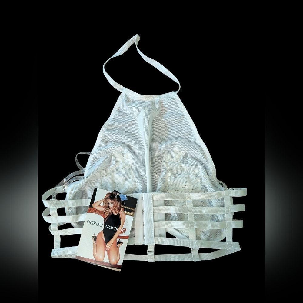 Naked Wardrobe White Lace Lingerie Set With Halter Top And Matching Bottoms Nwt - Picture 5 of 6